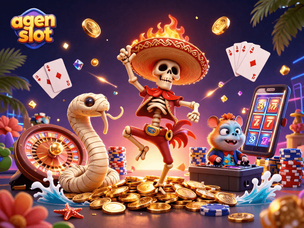 Menangkan permainan slot di agen slot dengan tampilan karakter ceria di kasino virtual.