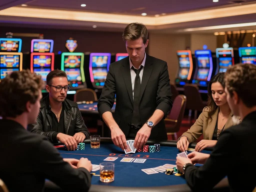 789bet players enjoying an exciting poker game in a luxurious casino setting.
