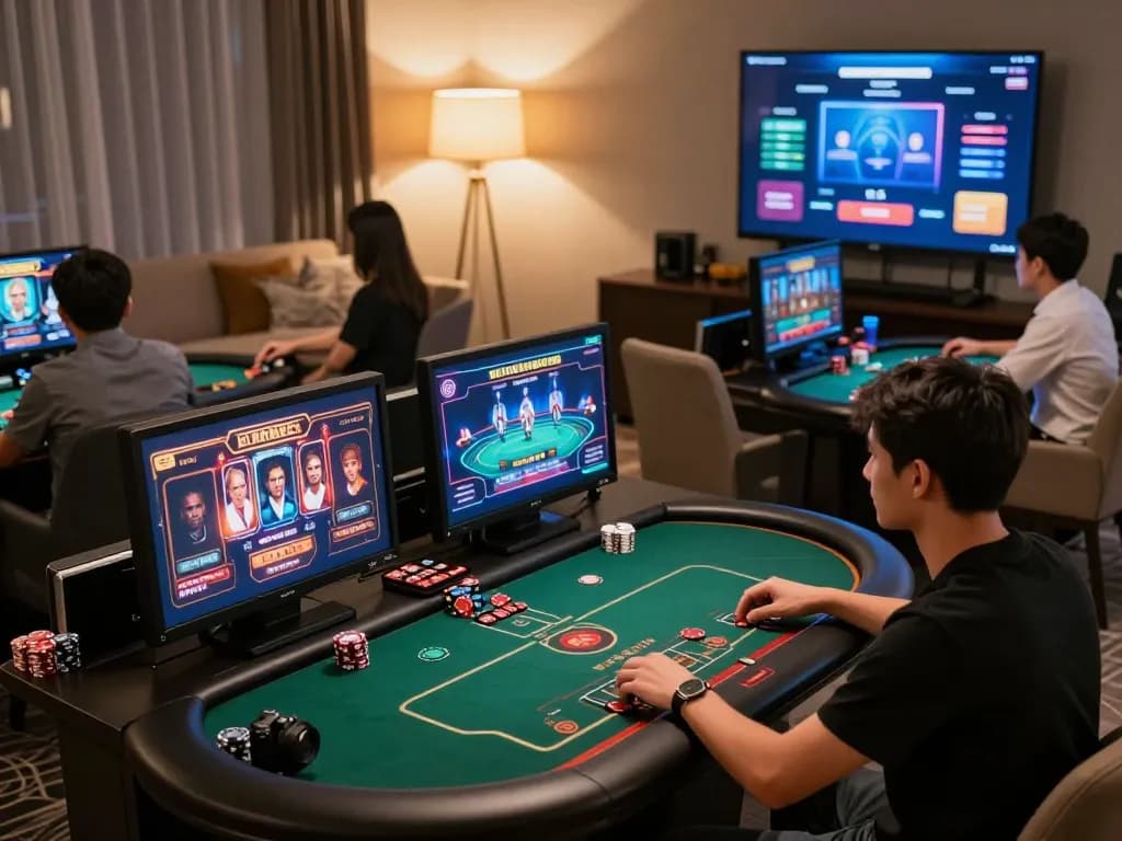 SC88 players experiencing excitement in an engaging online casino with vibrant graphics and cozy atmosphere.