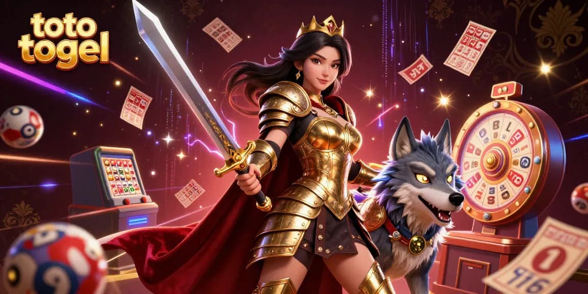 Engage in exciting toto togel gameplay with illustrated heroes and vibrant lottery elements.