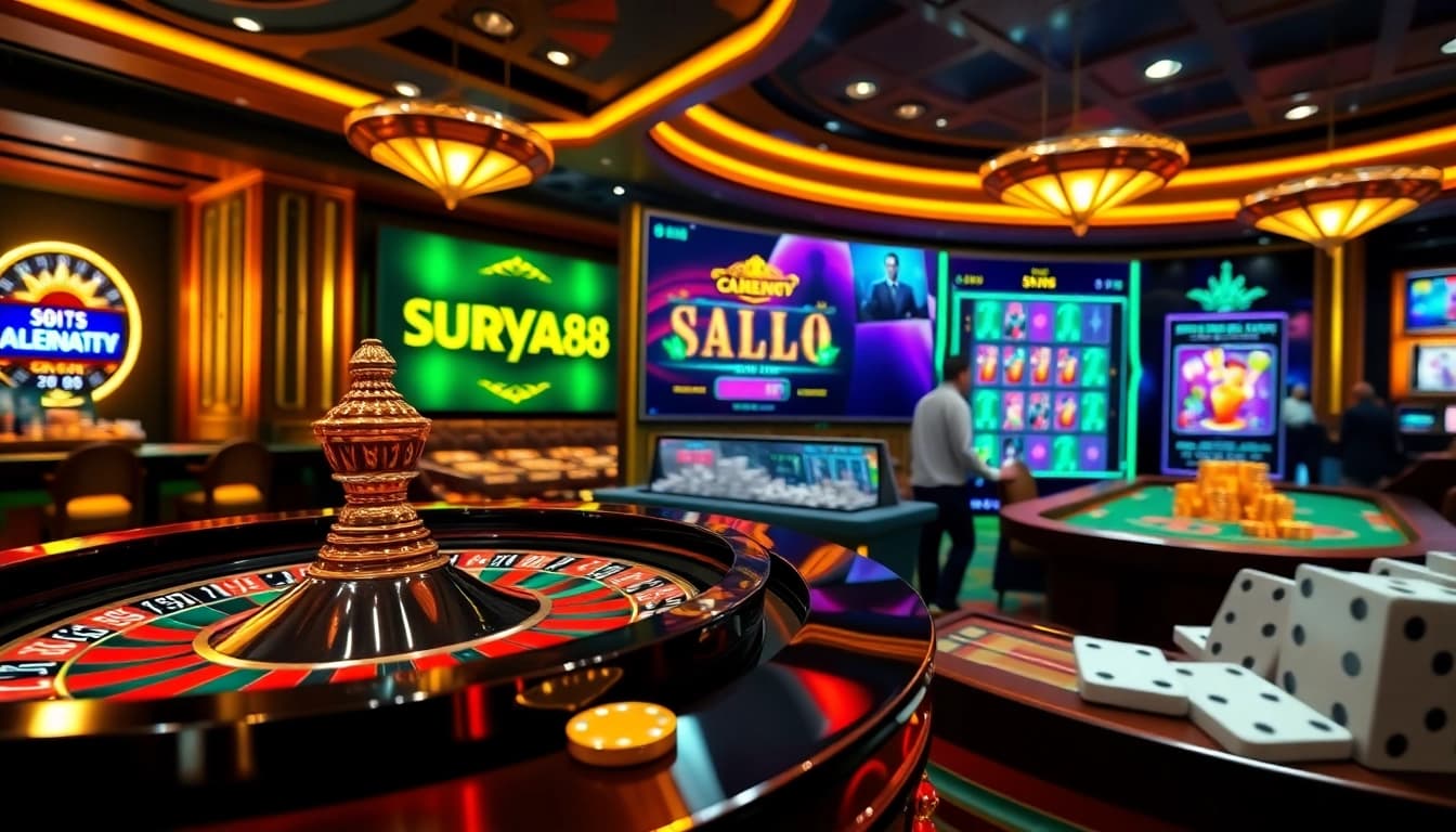 Engaging players in the SURYA88 alternatif casino experience with vibrant games and digital interfaces.