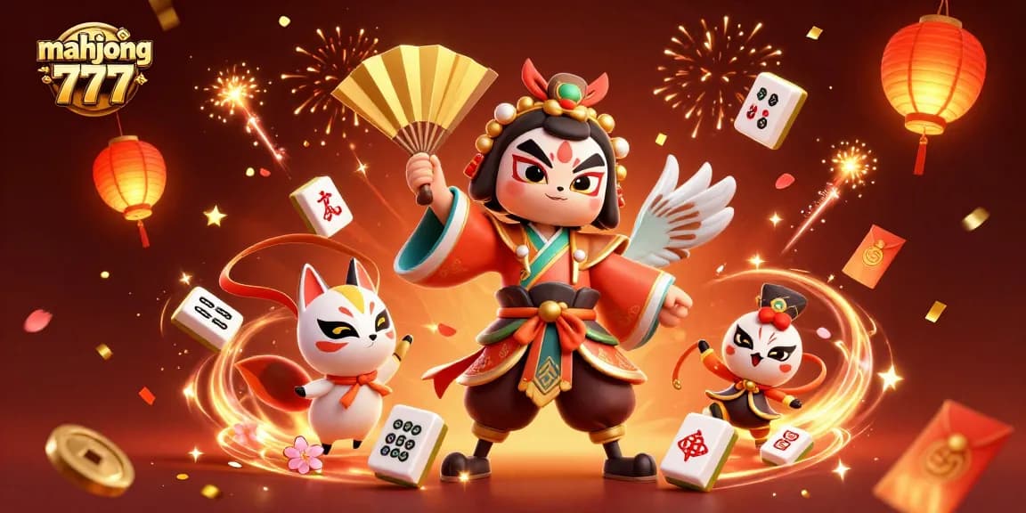 Engage with mahjong 777 through a vibrant 3D illustration showcasing traditional elements and casino energy.