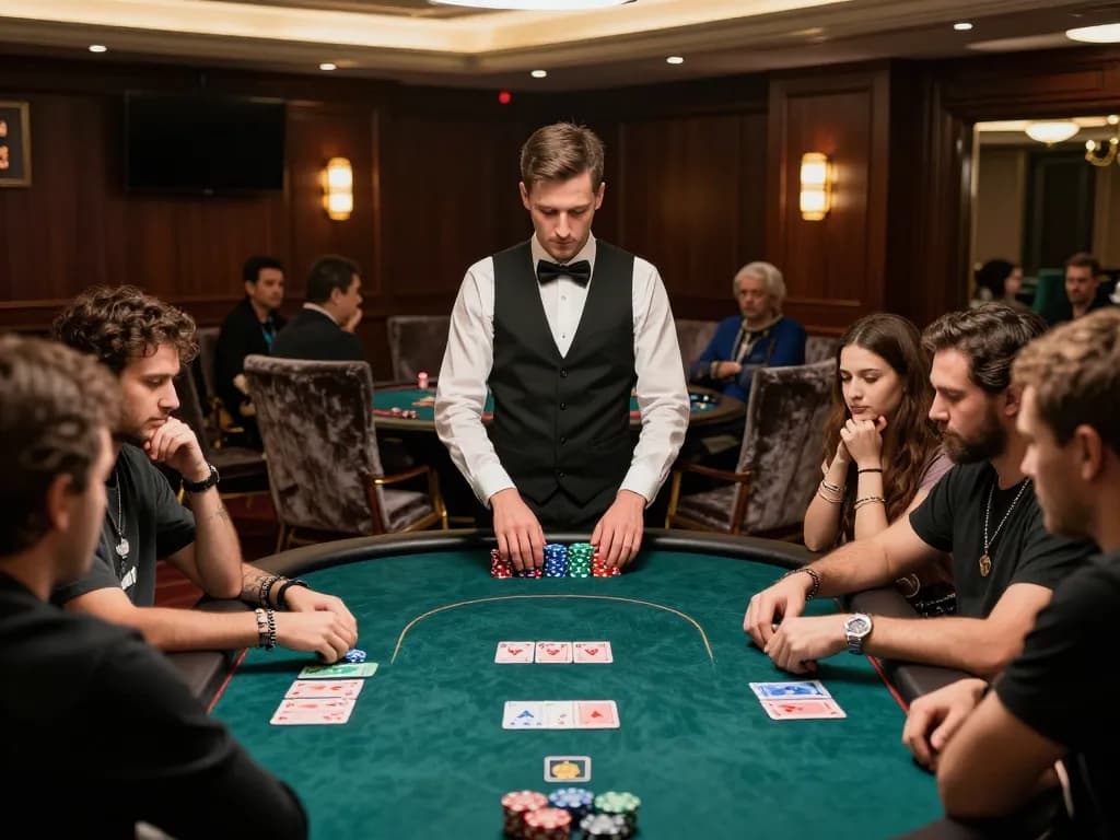 GG88 poker players intensely strategizing their next move during a high-stakes game.