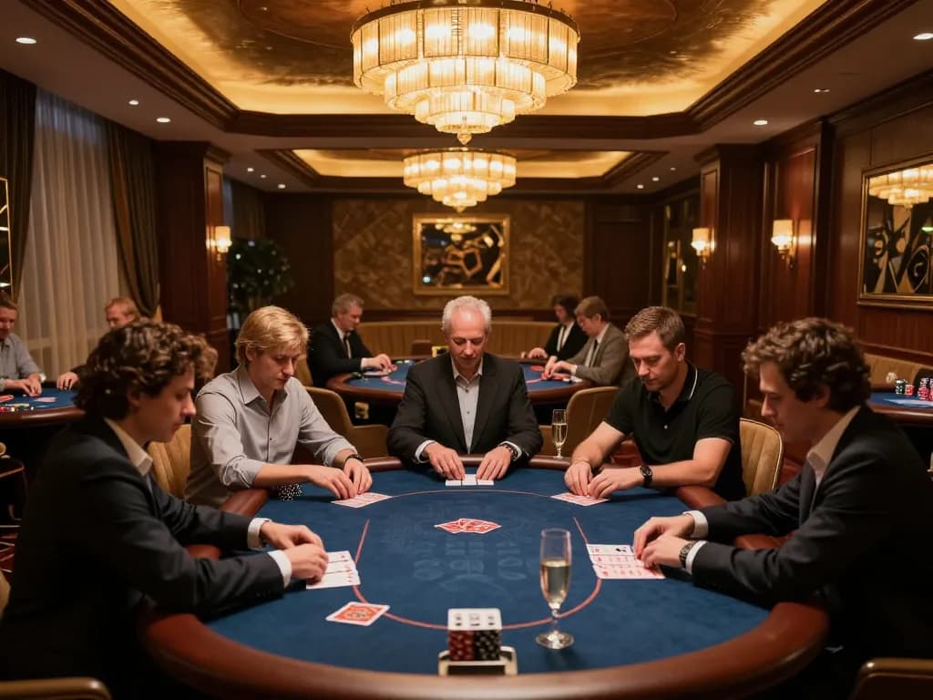 Players engaging in an exciting game of poker at a luxurious UG883 VIP casino table.