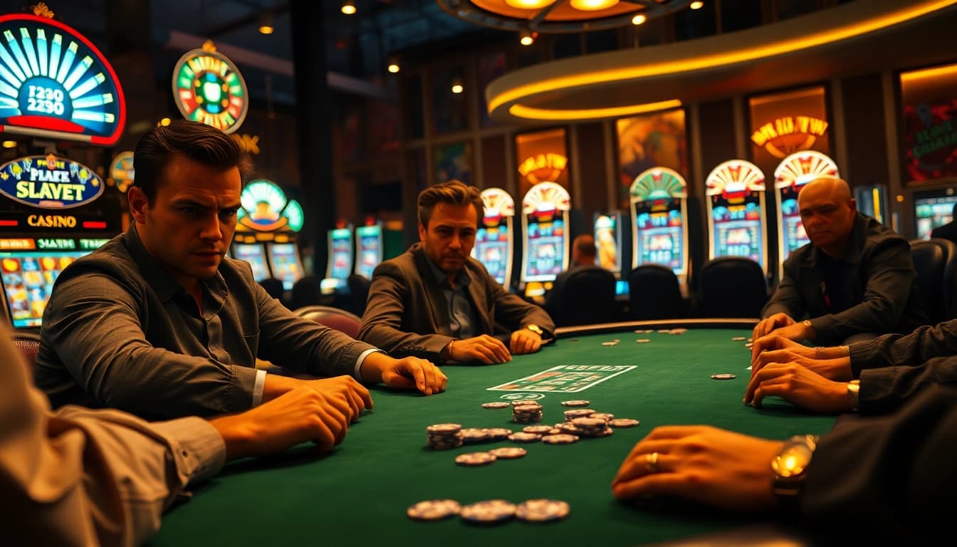 tkp188 memperlihatkan pemain poker profesional di meja permainan kasino.