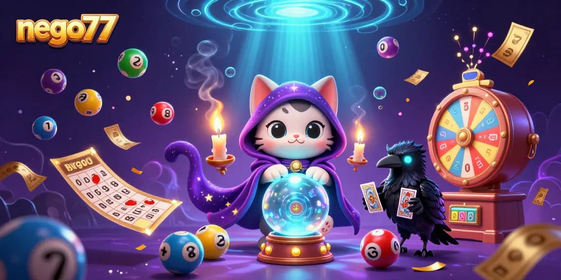 Nego77 enhances excitement with a mystical scene showcasing vibrant casino elements.
