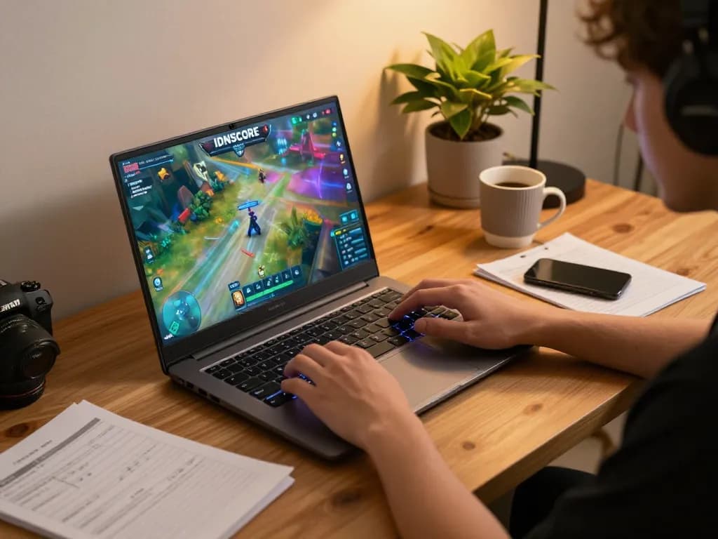 IDNSCORE immersive online gaming experience with vibrant visuals and strategic planning.