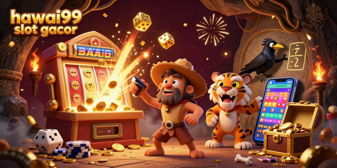 Experience the excitement of hawai99 slot gacor with dynamic cartoon characters and casino games exploding with action.