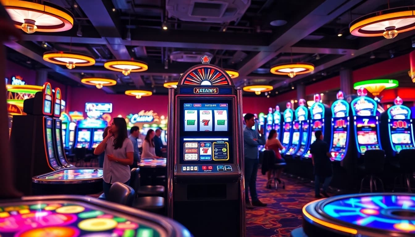 Putaran slot menarik dengan mesin kasino penuh warna yang menghibur pemain.