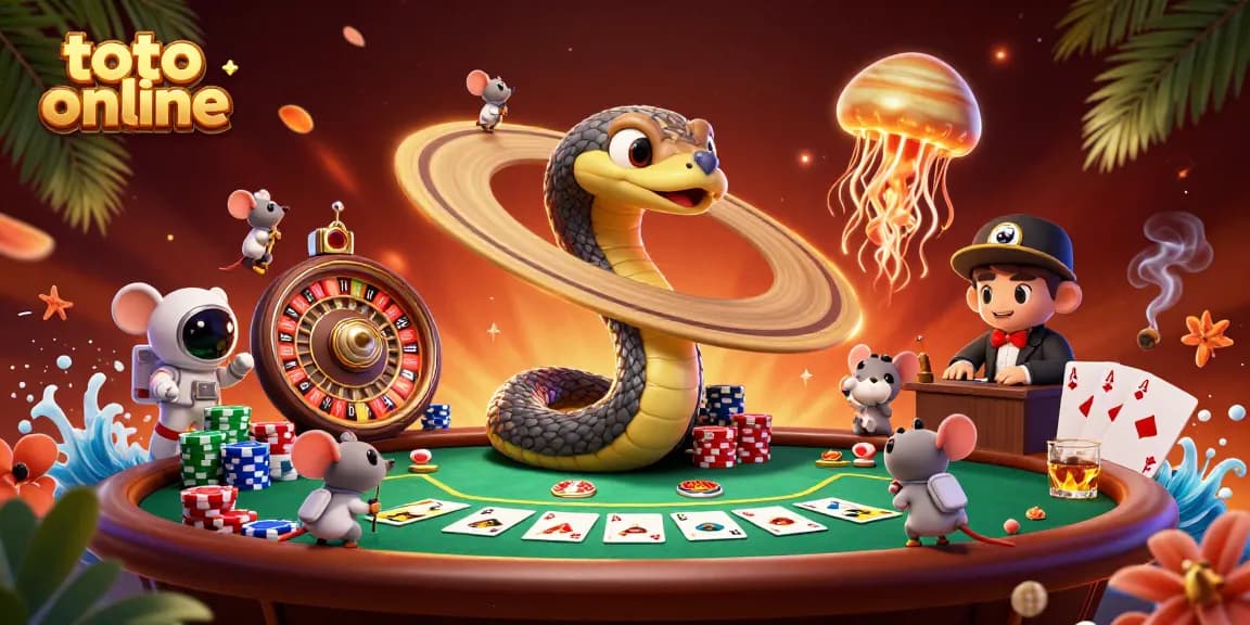 Hitung peluang menang dalam toto online dengan ilustrasi kasino penuh warna dan detail.