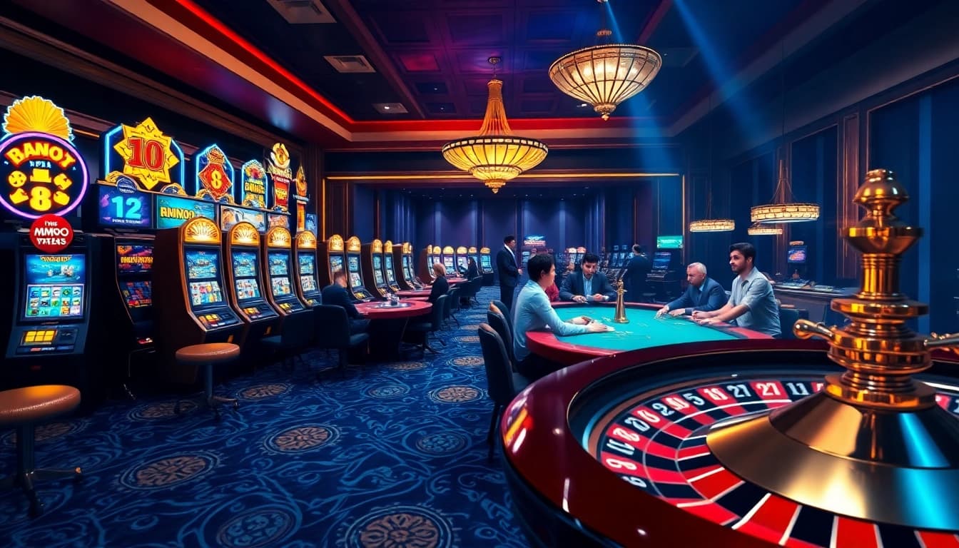 Experience the thrill of online gambling at trang chủ MMOO with vibrant slot machines, poker tables, and roulette.