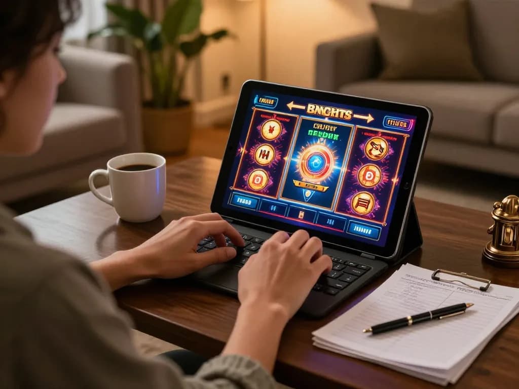 Play slots on SIS4D in a cozy home setup with strategy notes and warm lighting.