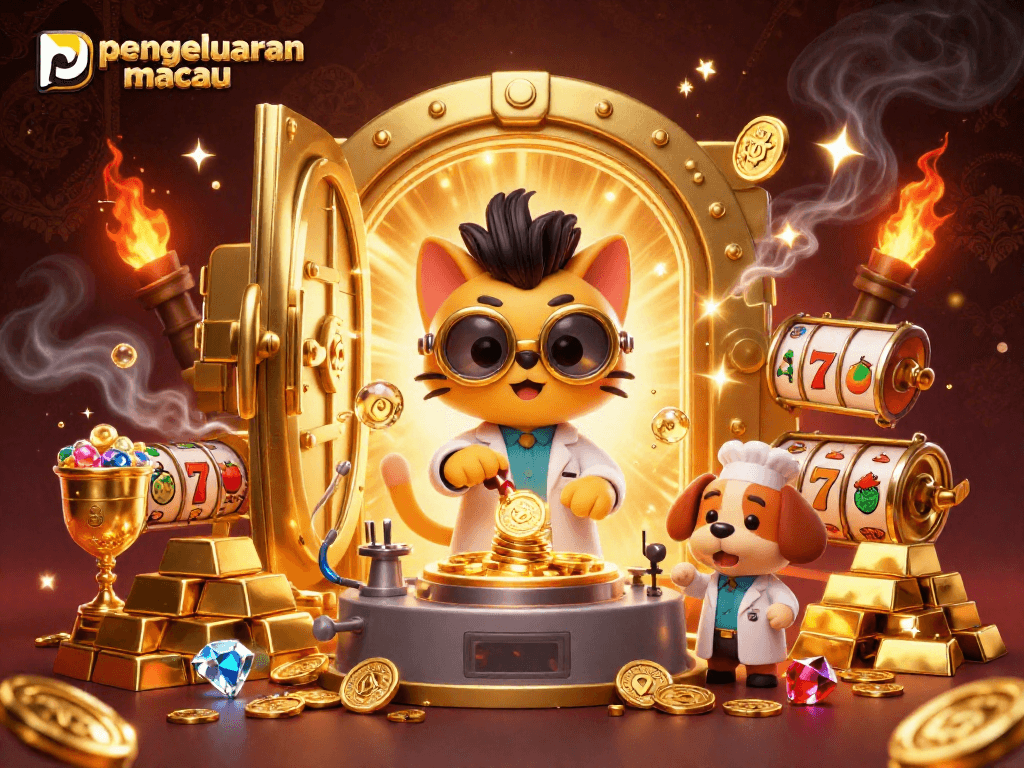 Menangkan pengeluaran macau dengan ilustrasi kasino penuh api dan kekayaan dalam aksi.