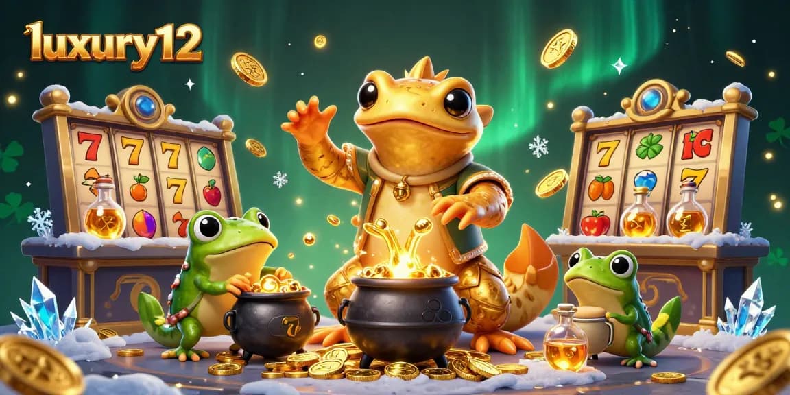 Experience luxury12 with captivating slots gameplay featuring gold coins and a whimsical alchemist.