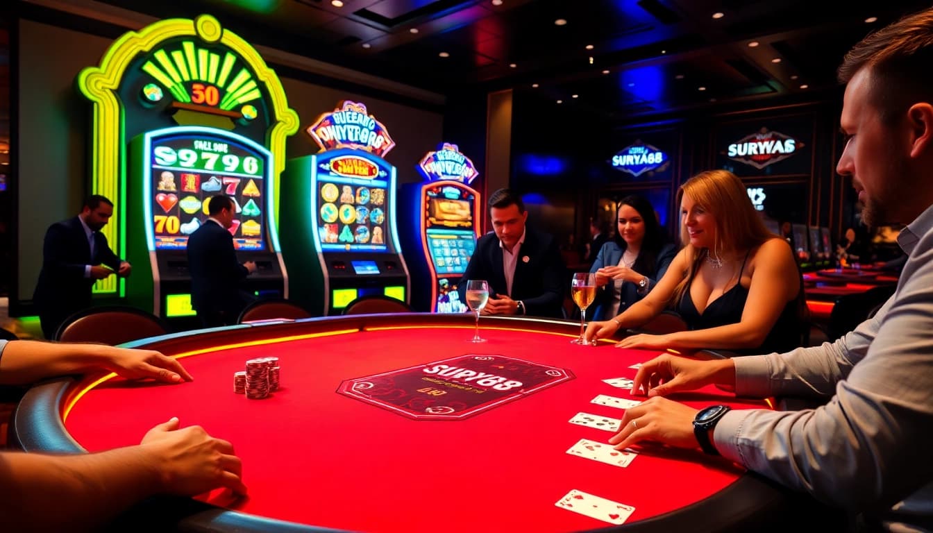 Rasakan permainan yang mendebarkan di SURYA88 Alternatif dengan chip poker dan kartu taruhan tinggi.