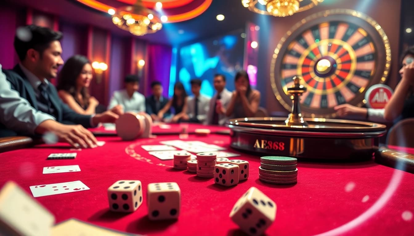 Experience the excitement of AE888 gaming with vibrant casino visuals and engaging players.