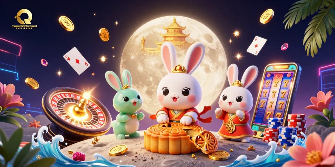 Watch queenspressurewash dominate the lunar casino with moon rabbits and vibrant poker elements.