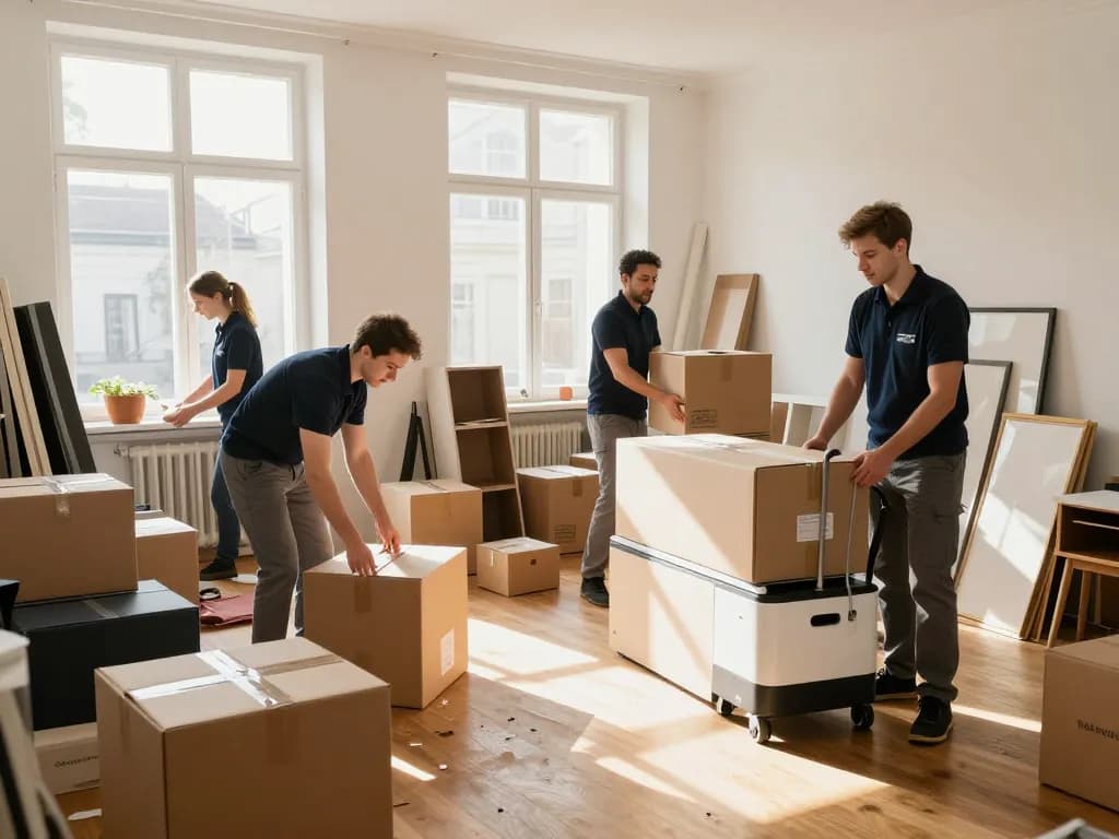 Effizienter Räumung Wien-Service mit professionellen Möbelpackern, die eine Wohnwohnung räumen.