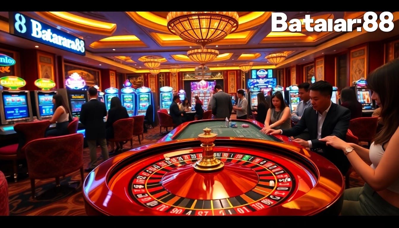 Experience the thrill at Batara88 with vibrant casino games and dynamic players engaging in action.