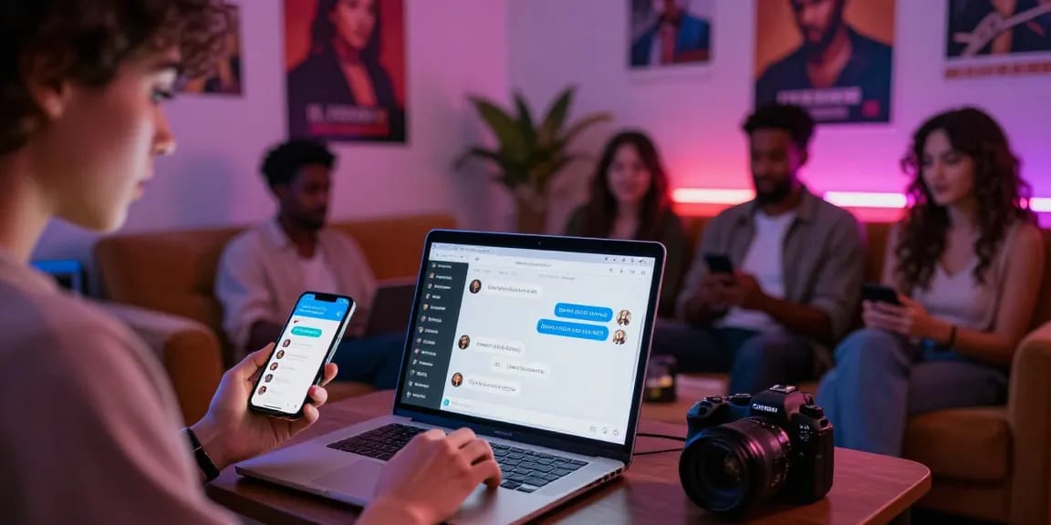 Engaging in nsfw ai chat within a vibrant urban adult environment, showcasing interactive conversations on modern devices.