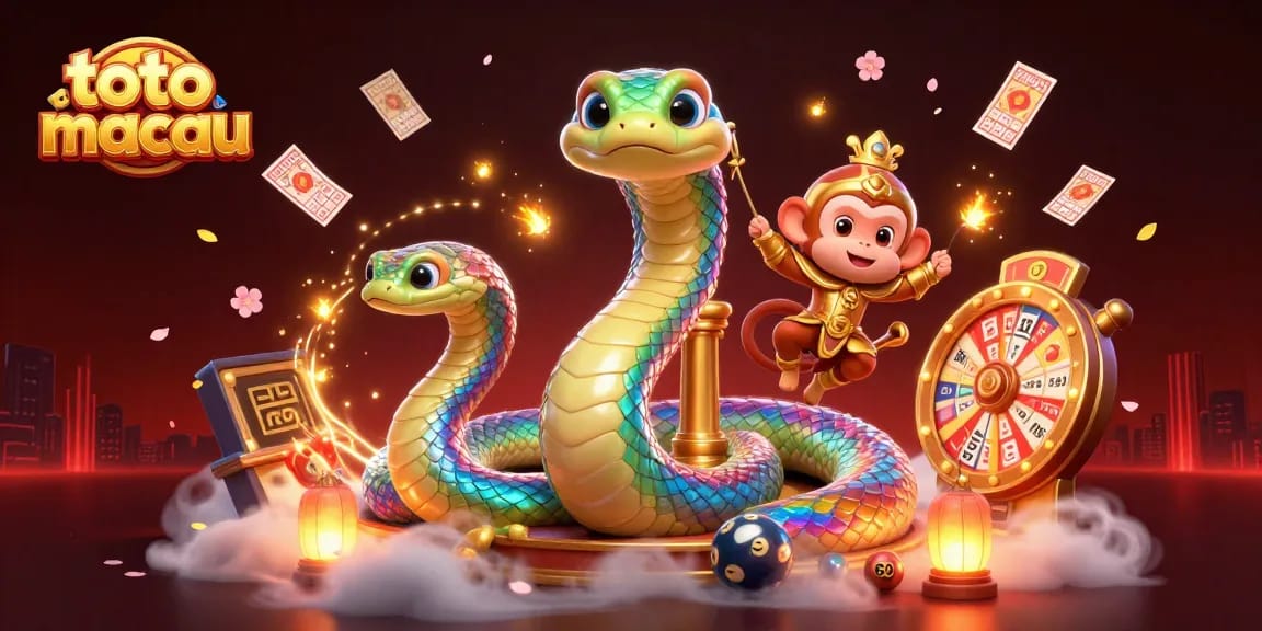 Menang di toto macau dengan kartu bingo dan jackpot mengelilingi karakter dalam skenario kasino yang meriah.