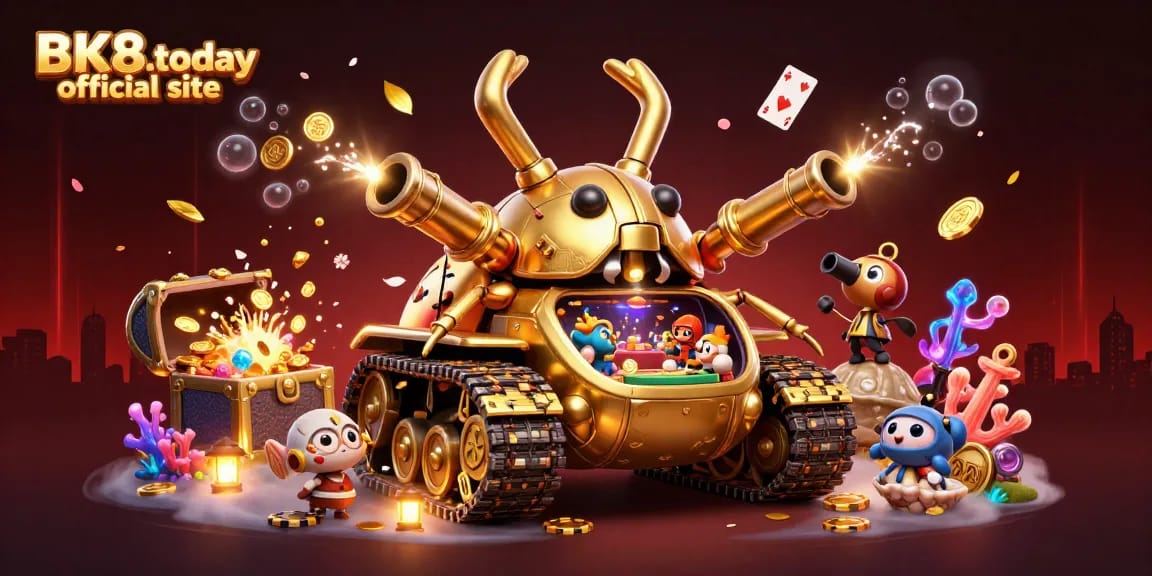 Experience the vibrant games at BK8.today official site with our engaging 3D casino-themed illustration.