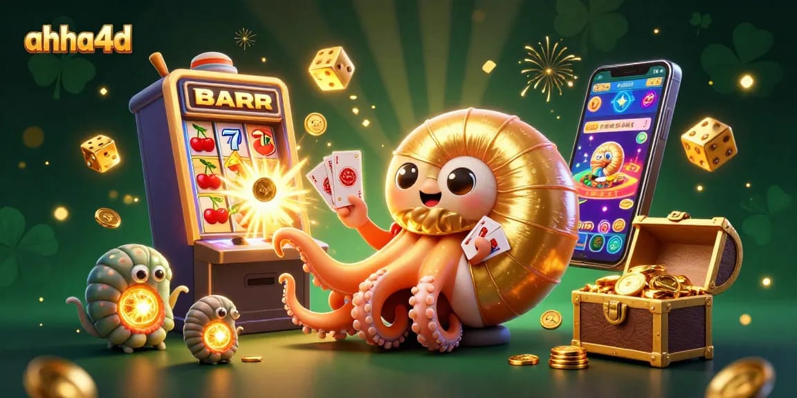 Engage with ahha4d's thrilling gaming experience featuring 3D nautilus roulette, vibrant slot jackpots, and colorful casino elements.