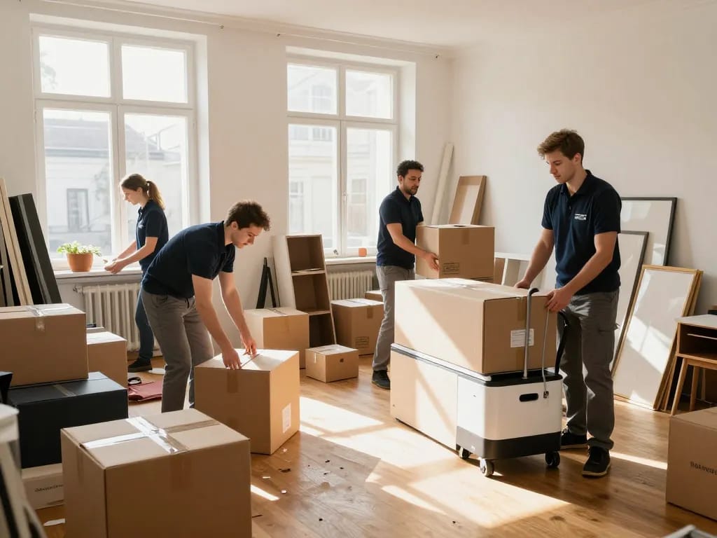 Effizienter Räumung Wien-Service mit professionellen Möbelpackern, die eine Wohnwohnung räumen.