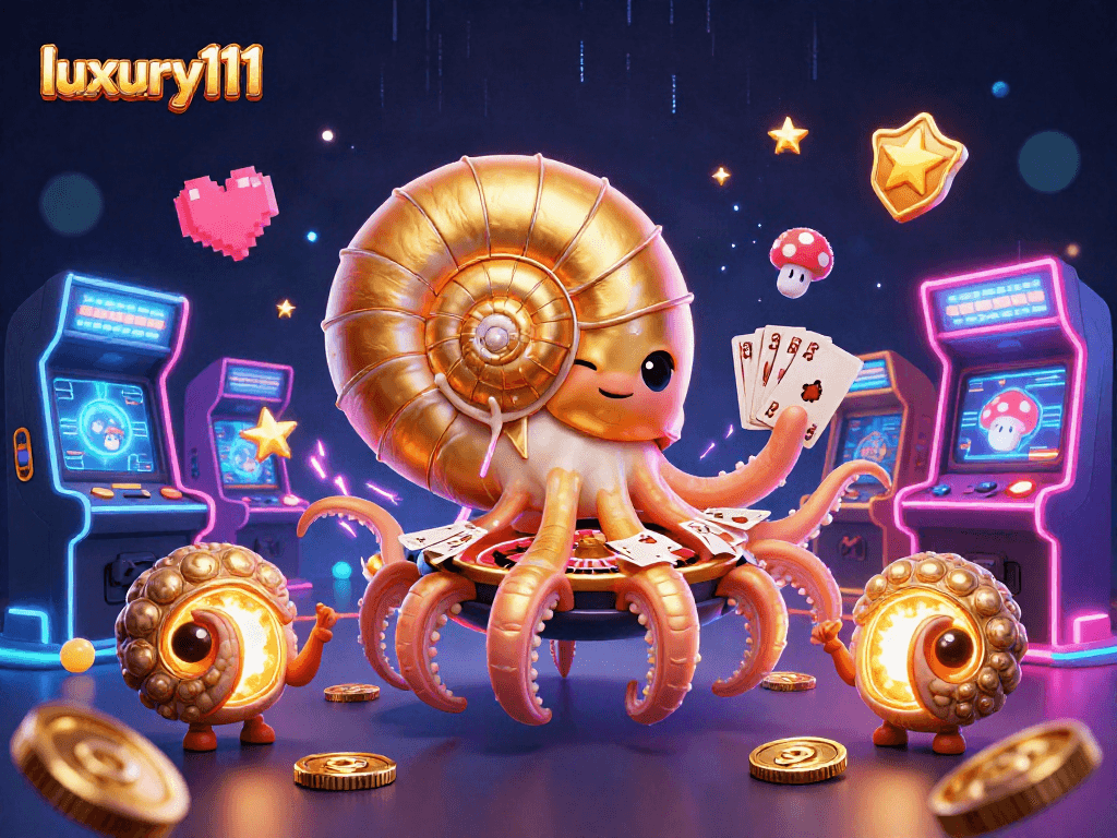 Experience excitement with luxury111 as a nautilus roulette wheel spins with glowing cards and coins.