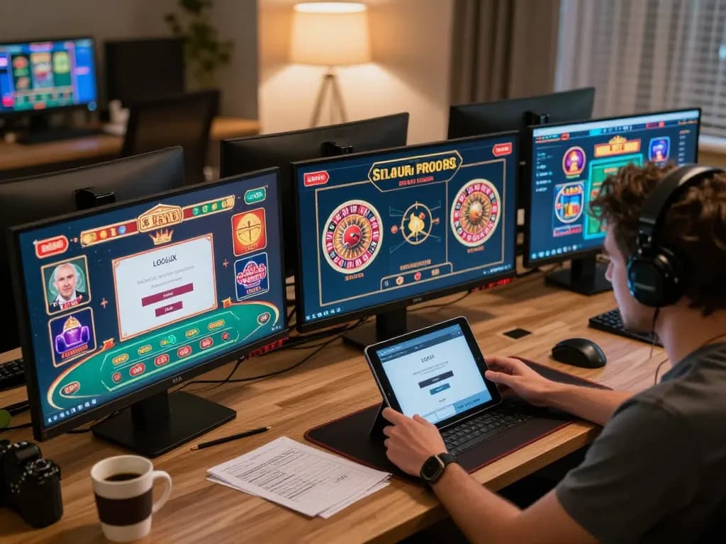 Engaged player navigating LGOLUX LOGIN while strategizing online gambling.