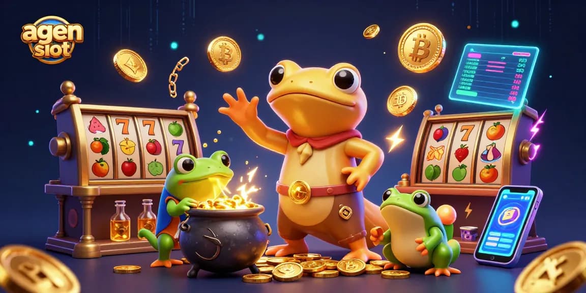 Menang di agen slot sambil menikmati keajaiban koin emas dan simbol slot berkilau.