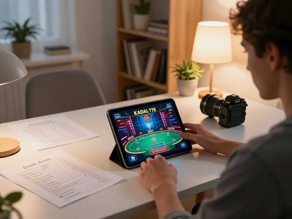 KADAL 778 gameplay on tablet during home gaming session, showing strategy notes and inviting atmosphere