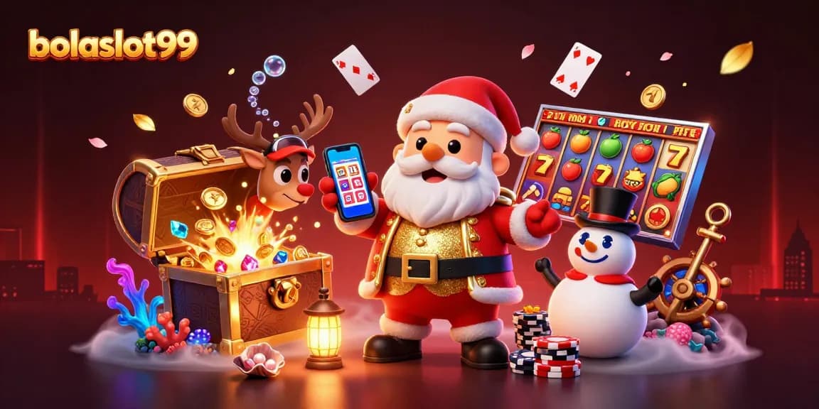 Engage with the vibrant bolaslot99 slots experience, featuring Santa, reindeer, and snowman.