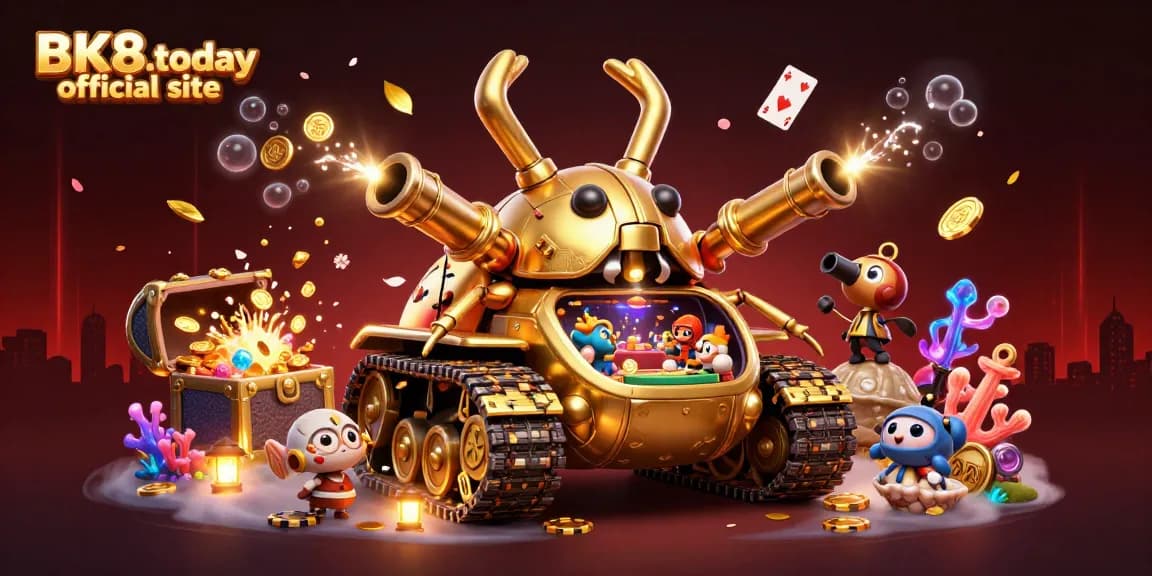 Experience the vibrant games at BK8.today official site with our engaging 3D casino-themed illustration.