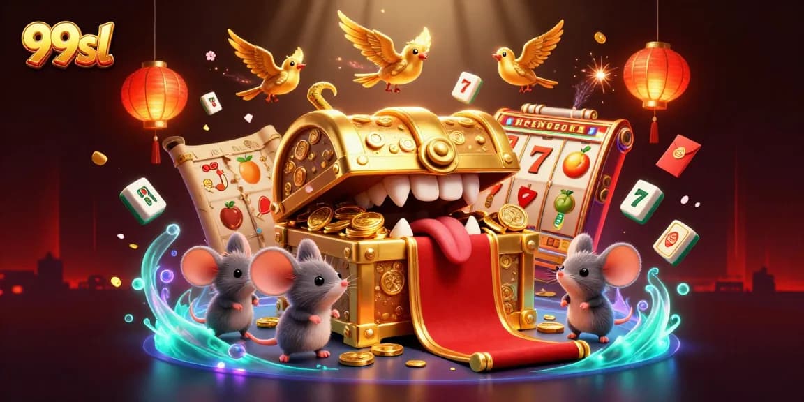 Experience thrilling gameplay at 99sl with dynamic scenes featuring golden treasures and exciting casino elements.