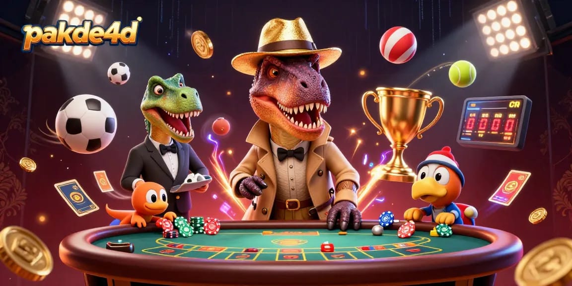 Pakde4D velociraptor card counter blends into a dynamic casino scene, showcasing exciting betting elements.