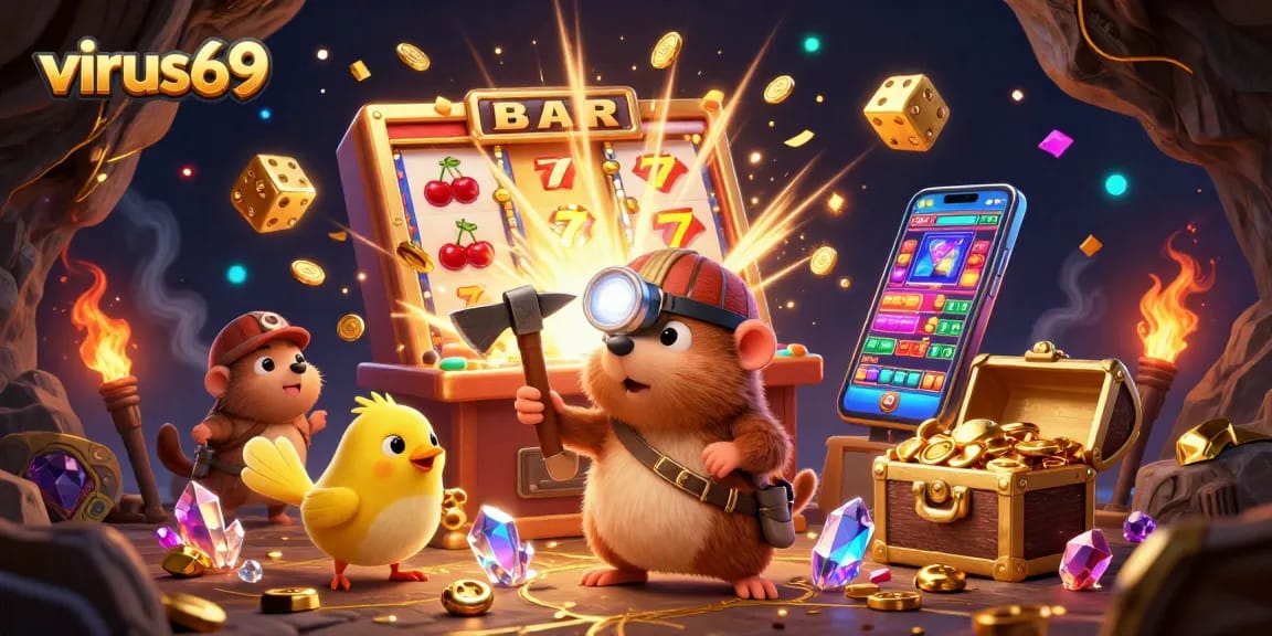 Enjoy thrilling wins at virus69 with a vibrant 3D scene of games and treasures.