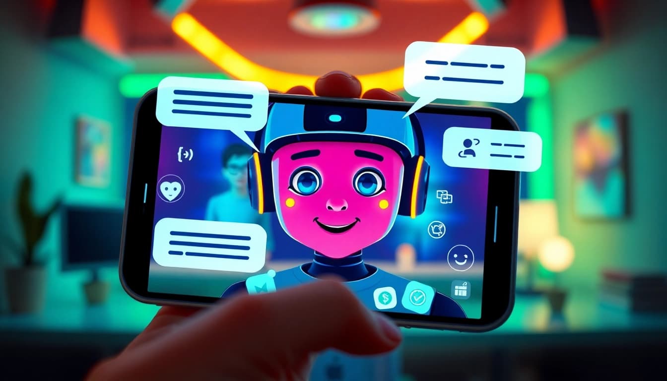 Engaging interface of crush ai showcasing an AI character interacting warmly with a user.
