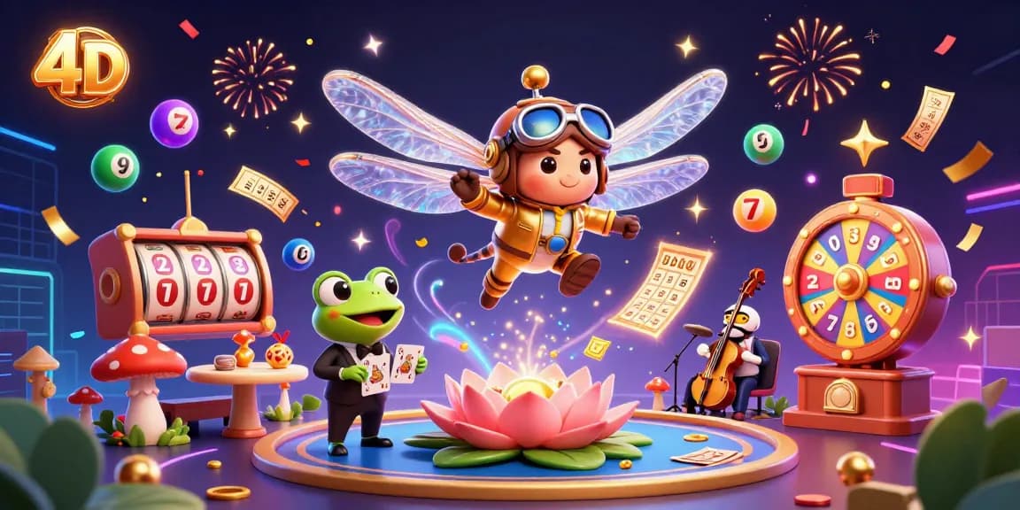 Experience thrilling 4D gaming fun with colorful slots and a lively casino scene.