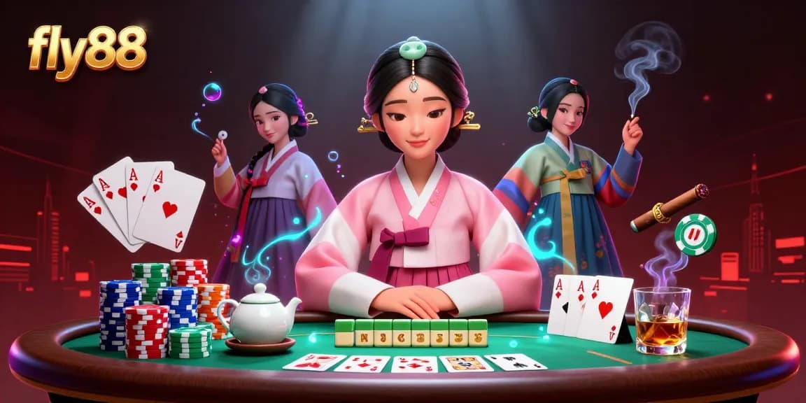 Experience fly88 at a vibrant casino scene with poker tables and dynamic elements.
