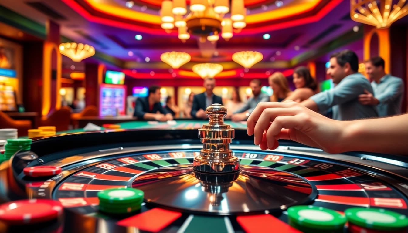 Taruhan pada Arus Hoki dengan chip dan roda roulette yang penuh semangat