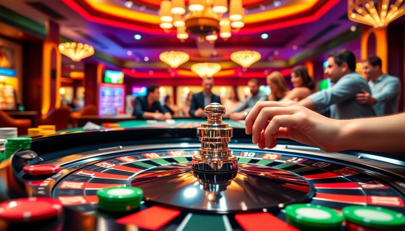 Taruhan pada Arus Hoki dengan chip dan roda roulette yang penuh semangat