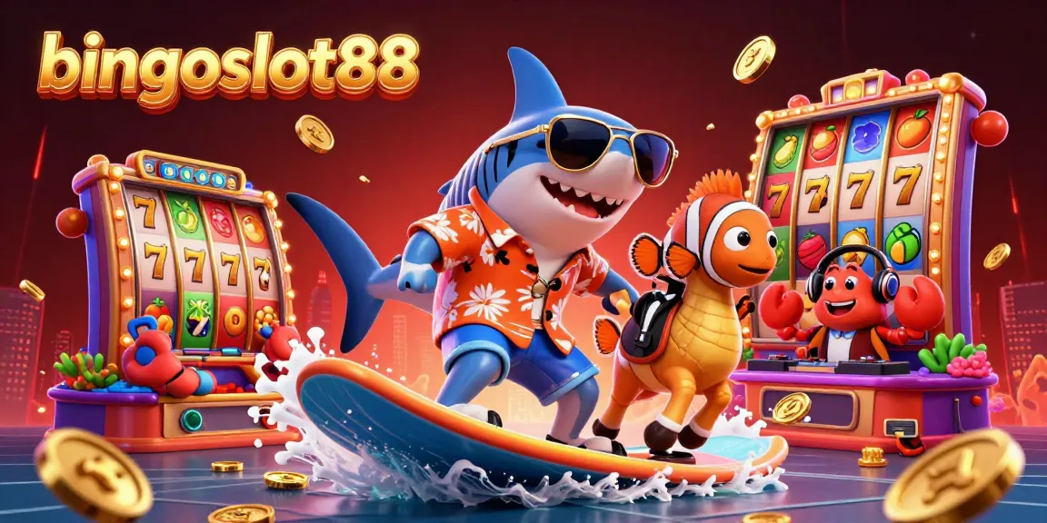 Permainan bingoslot88 penuh keseruan dengan ikan hiu dan simbol slot, menanti kemenangan yang seru.