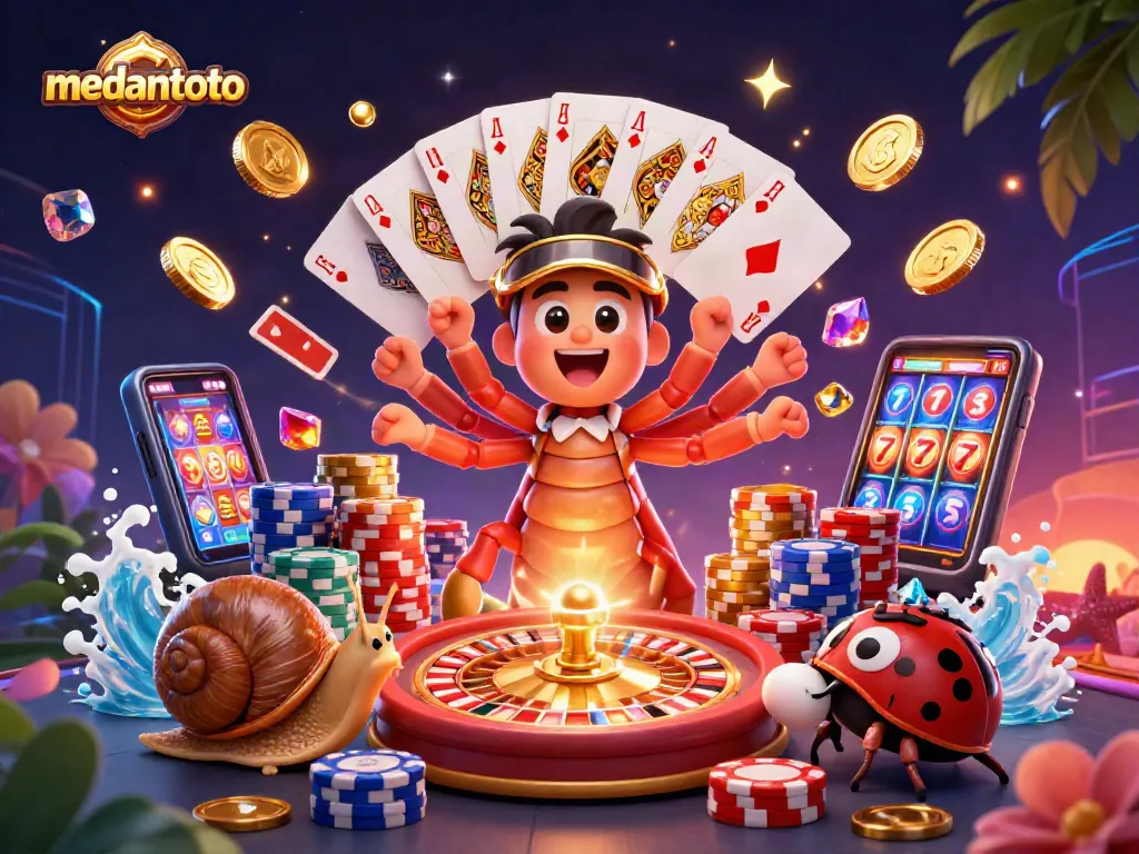 Menangkan di medantoto dengan dealer kartu 3D dan tumpukan chip berwarna yang menakjubkan.