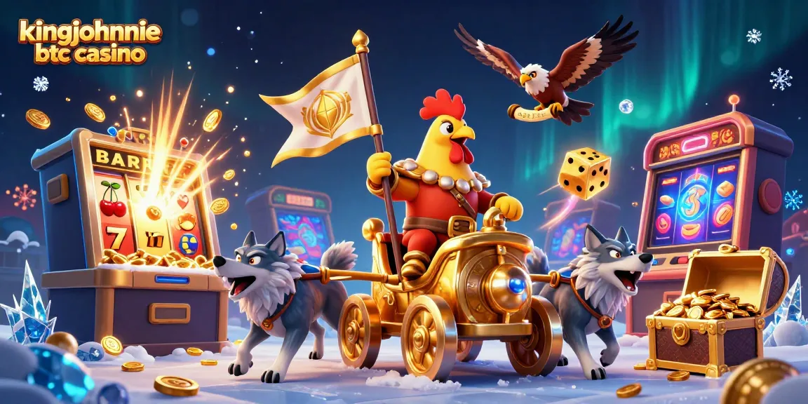 Experience the thrill at kingjohnnie btc casino with this vibrant, playful 3D casino scene.