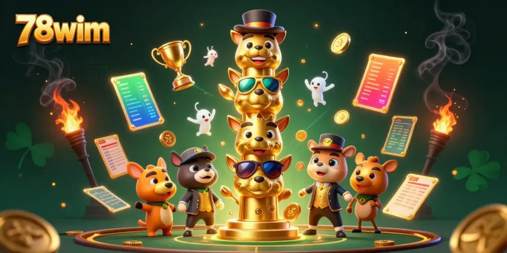 Engage in thrilling sports betting adventures at 78wim with our dynamic golden totem pole and vibrant game elements.