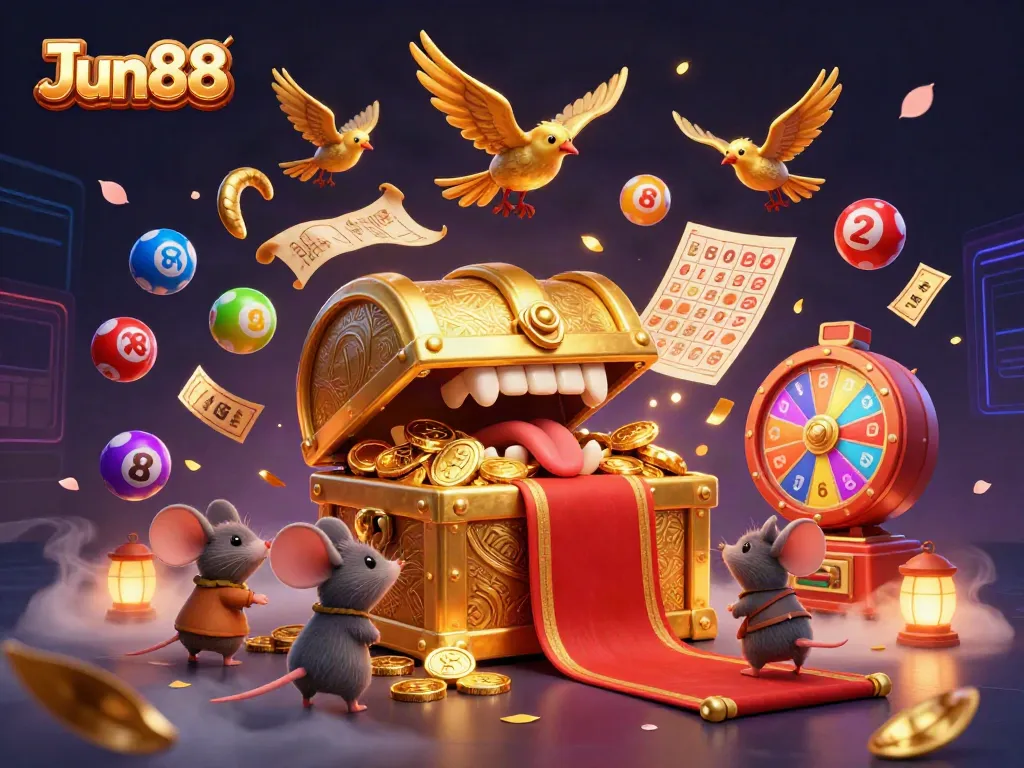 Experience thrilling gaming with Jun88's golden treasure chest and adventure elements.