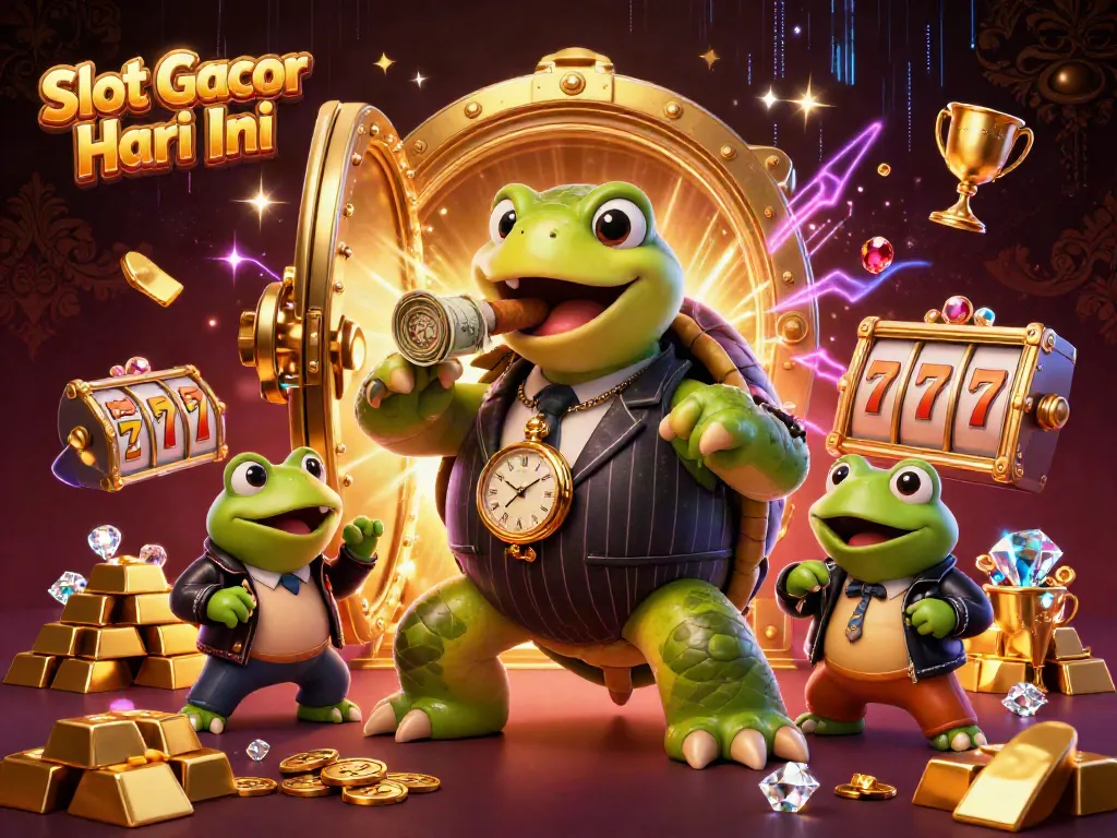 Experience vibrant Slot Gacor Hari Ini action in a lively casino scene filled with treasures and excitement.