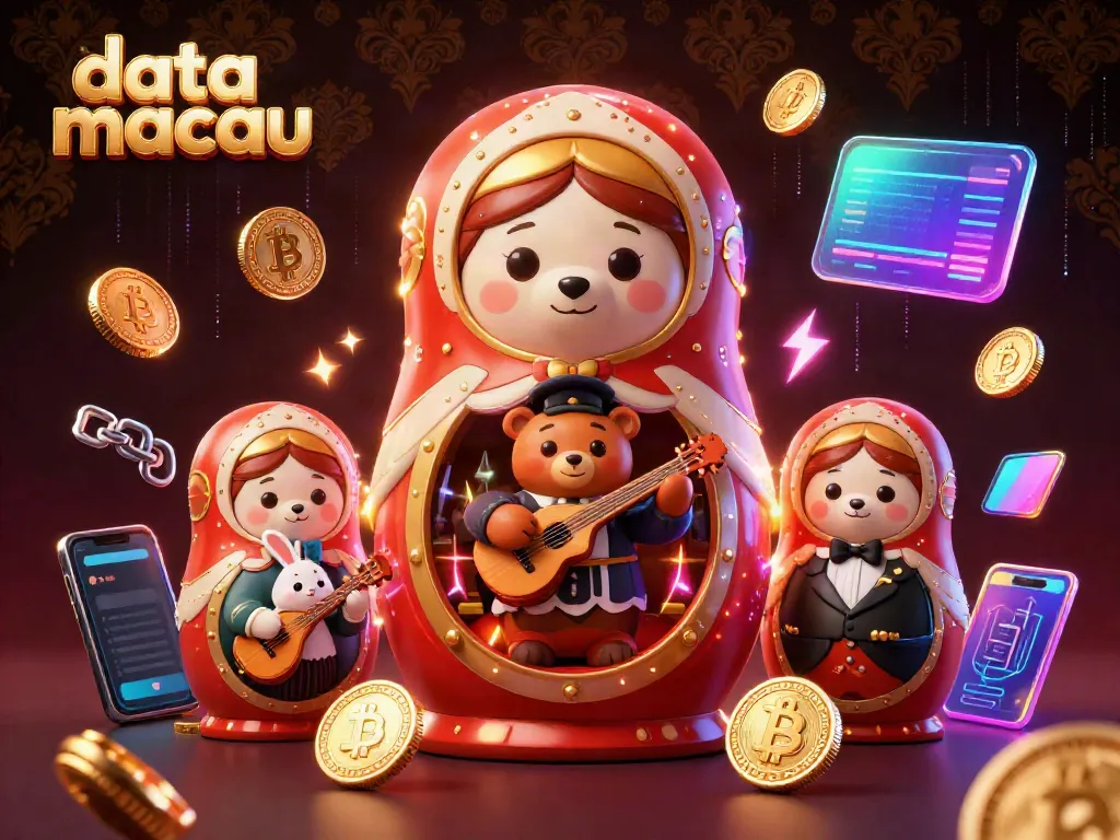 Analisis data macau dengan elemen kasino dalam ilustrasi 3D penuh warna.