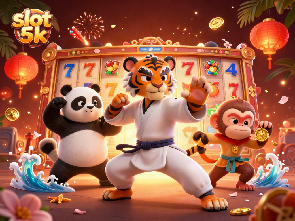 Menangkan slot 5k dengan karakter berwarna-warni dalam ilustrasi kasino yang memikat.